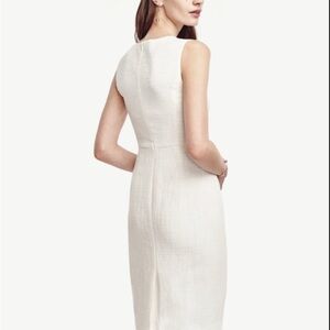 Ann Taylor Women’s 2 White Jacquard Split Collar Sleeveless Sheath Dress - EUC!